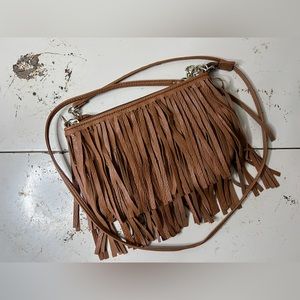 NWOT Faux Leather Fringe Crossbody Bag